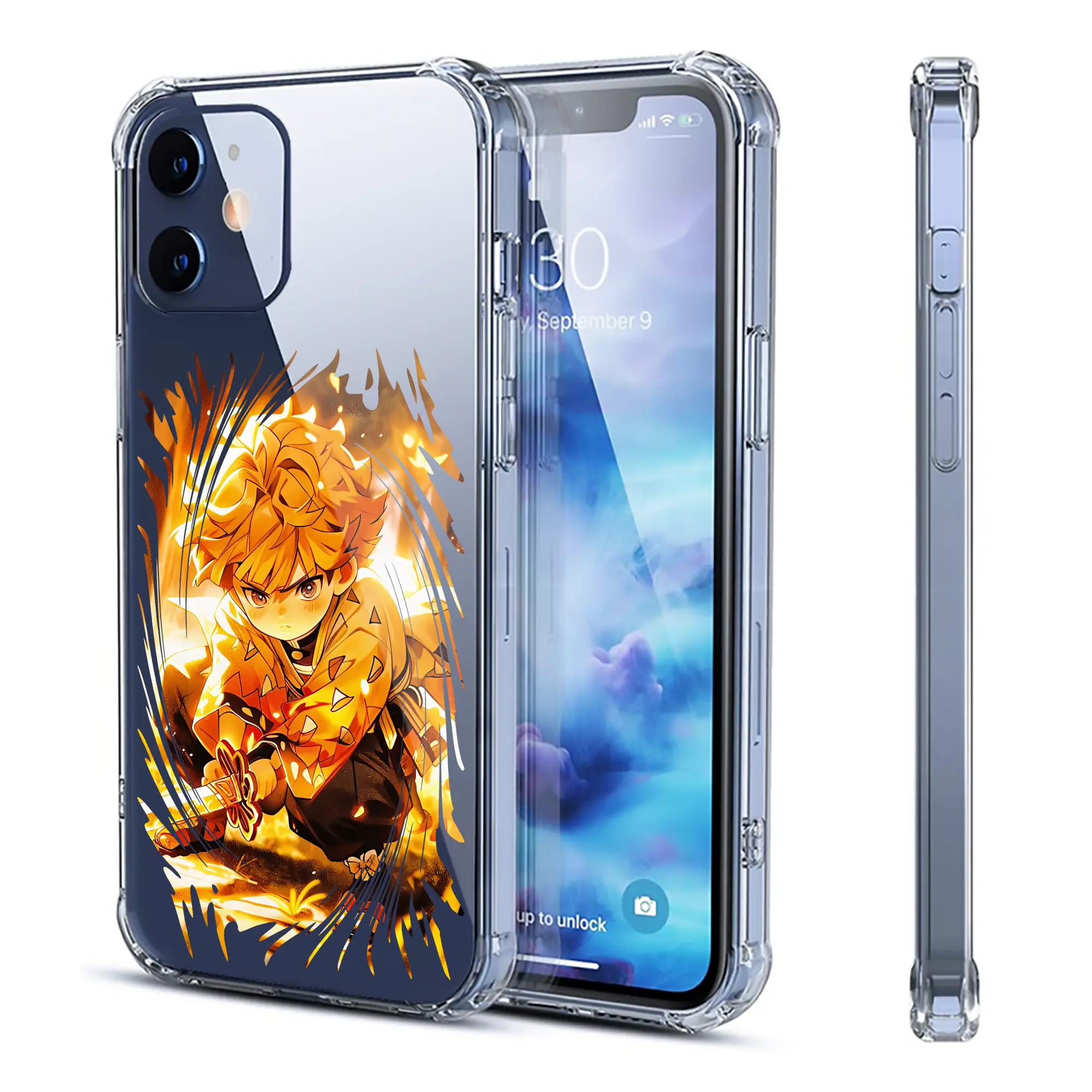 鬼滅の刃 グッズ,我妻 善逸 - IPhone 12シリーズ対応 ・ 透明スマホケース ・ クリアソフトケース ・ TPU素材 ・ 耐衝撃 ・ 高密着 ・ 防汚 防指紋 ・ 簡単着脱